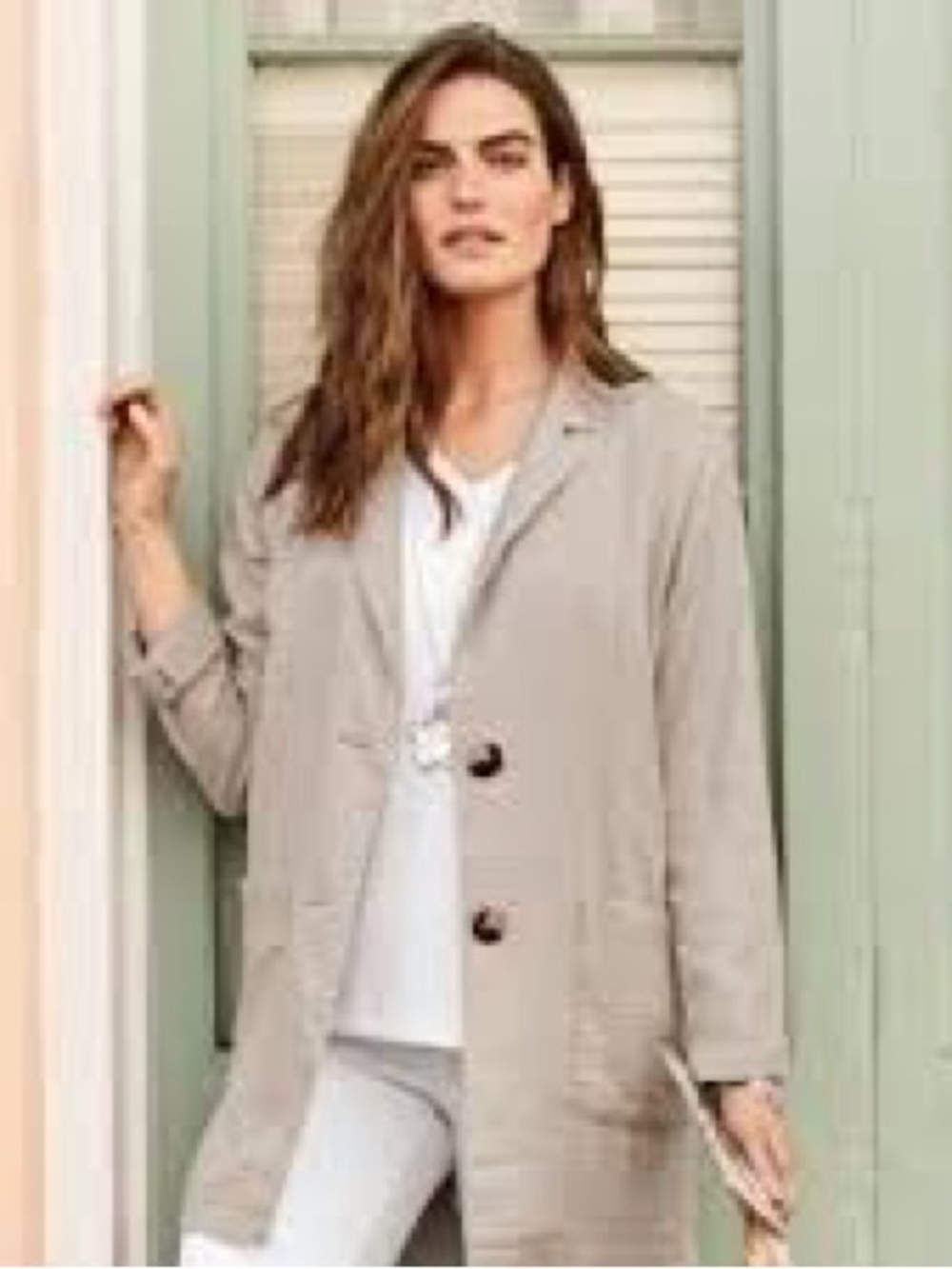 J. Jill linen pocket blazer single breasted beige oat linen cotton petite medium